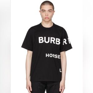 Burberry Black Oversized 'Horseferry' Print T-Shirt